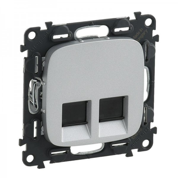  Механизм розетки комп. 2-м Valena Allure RJ45 CAT.6 UTP с лицевой панелью алюм. Leg 753943 