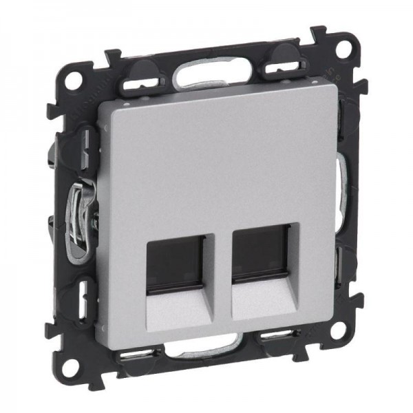  Механизм розетки комп. 2-м Valena Life RJ45 CAT.6 UTP с лицевой панелью алюм. Leg 753643 