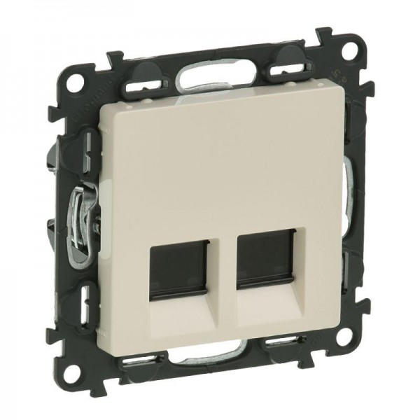  Механизм розетки комп. 2-м Valena Life RJ45 CAT.5E UTP с лицевой панелью сл. кость Leg 753541 