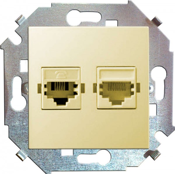  Механизм розетки комп. + телеф. 1-м СП Simon15 RJ11 + RJ45 сл. кость Simon 1591590-031 