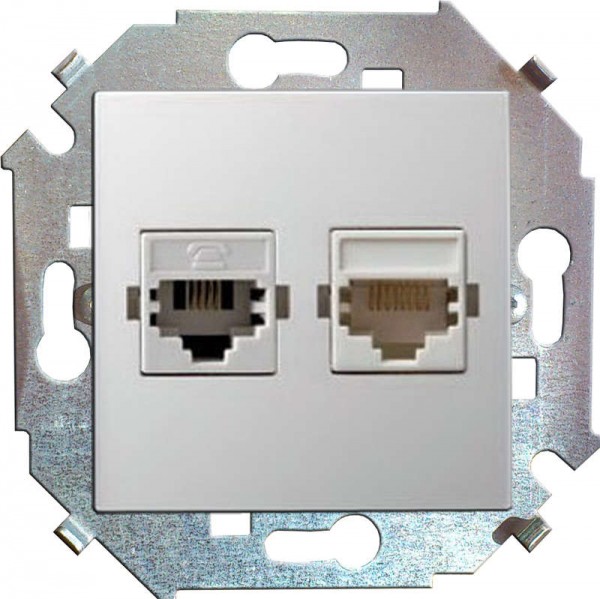  Механизм розетки комп. + телеф. 1-м СП Simon15 RJ11 + RJ45 бел. Simon 1591590-030 