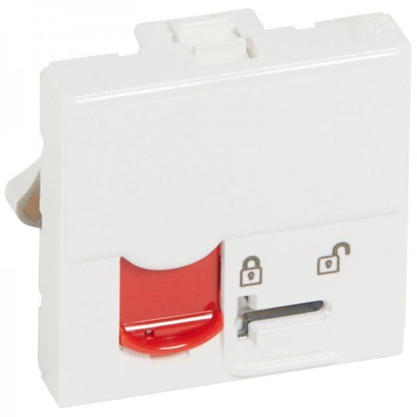  Механизм розетки комп. СП Mosaic 2мод. RJ45 CAT.5E UTP с контролем доступа красн. шторка бел. Leg 076597 