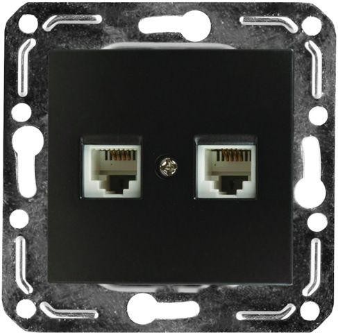 Механизм розетки телеф. 2-м V01-14-F22-М черн. Volsten 9994 