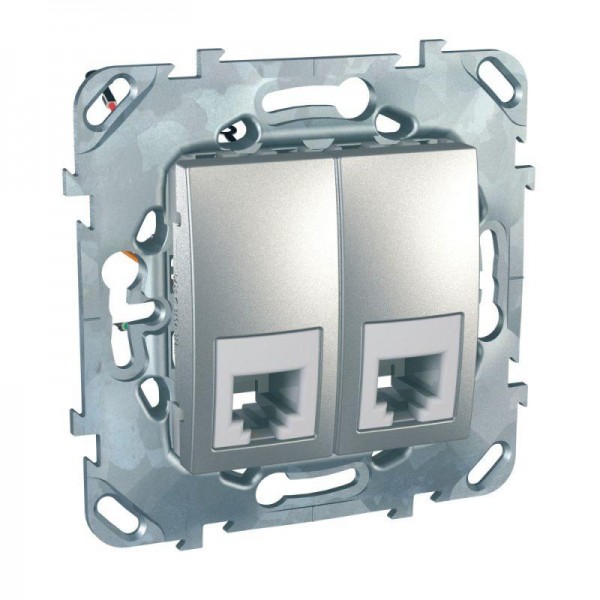  Механизм розетки телеф. 2-м СП Unica Top RJ11 алюм. SchE MGU5.9090.30ZD 