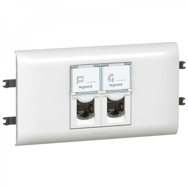  Механизм розетки комп. 2-м СП Mosaic New 2мод. RJ45 + RJ45 6E UTP с рам. с суппорт. для кабель-канала DLP Leg 078663 
