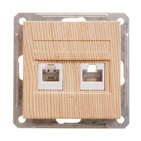  Механизм розетки комп. + телеф. 2-м СП W59 RJ11 + RJ45 сосна SchE RSI-251TK5E-7-86 (РСИ-251ТК5Е-7-86) 