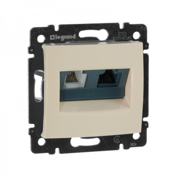  Механизм розетки комп. + телеф. 1-м СП Valena RJ45 CAT.5E UTP+RJ11 сл. кость Leg 774180 