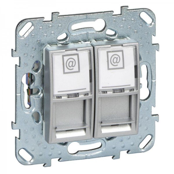  Механизм розетки комп. 2-м СП Unica Top RJ45 алюм. SchE MGU5.2020.30ZD 