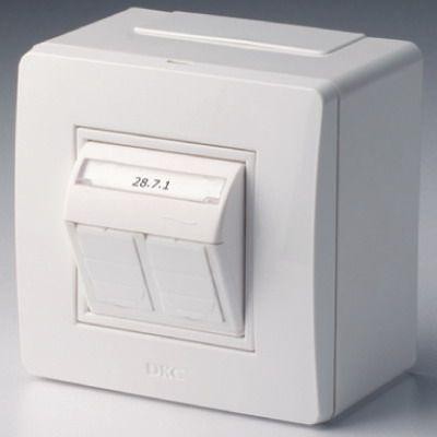  Коробка PDD-N60 в сборе с 2 розетками BRAVA RJ45 кат.5е (телефон/компьютер) бел. DKC 10656 