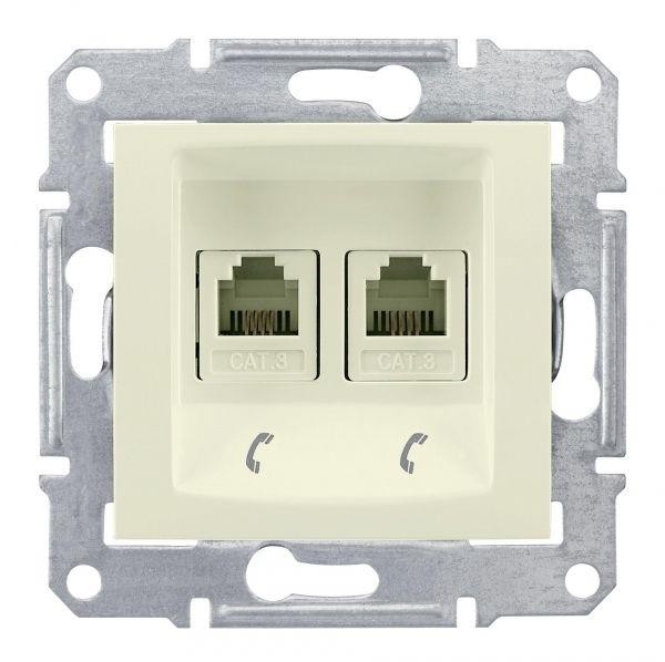  Механизм розетки телеф. 1-м СП Sedna RJ11 + RJ11 беж. SchE SDN4201147 