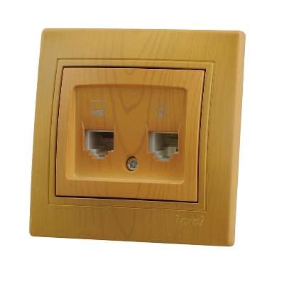  Розетка компьютерная + телеф. СП Мира RJ11 + RJ45 ольха LEZARD 701-0701-143 
