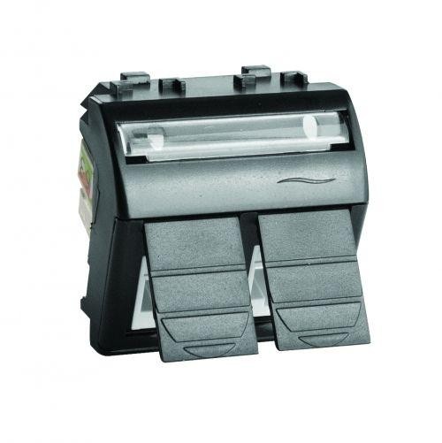  Розетка компьютерная 1-м СП Brava 2мод. RJ45 5E черн. DKC 77656N 