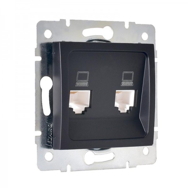  Механизм розетки компьютерн. 2-м СП KARINA RJ45 черн. бархат LEZARD 707-4288-141 