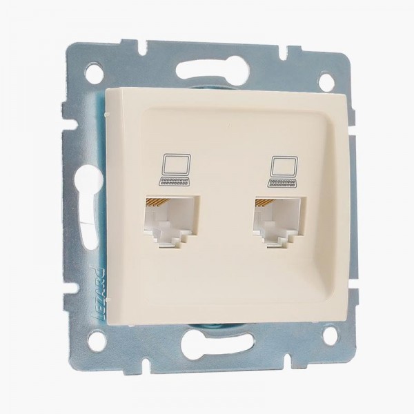  Механизм розетки компьютерн. 2-м СП KARINA RJ45 крем LEZARD 707-0388-141 