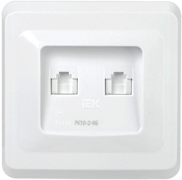  Розетка компьютерная 2-м ВЕГА RJ45 Cat5e РК10-2-ВБ бел. ИЭК EKV25-K01-DM 