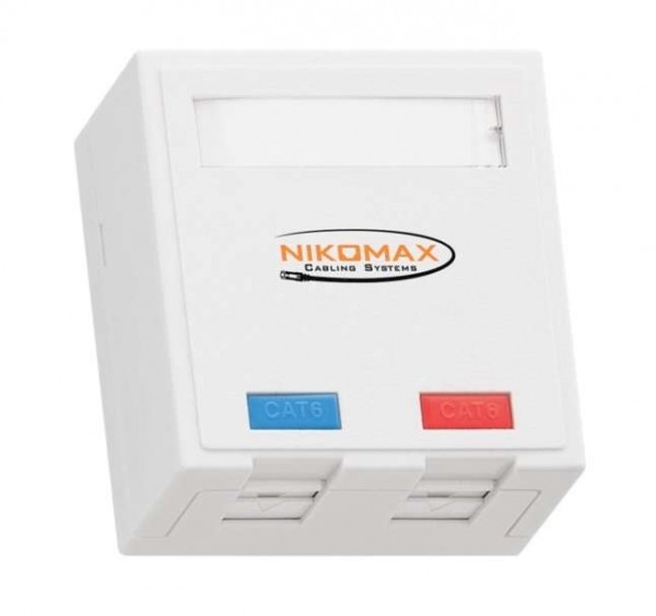  Розетка 2 порта кат.6 (класс E) 250МГц RJ45/8P8C FT-TOOL/110/KRONE T568A/B неэкран. со шторками бел. NIKOMAX NMC-WO2UE2-FT-ST-WT 