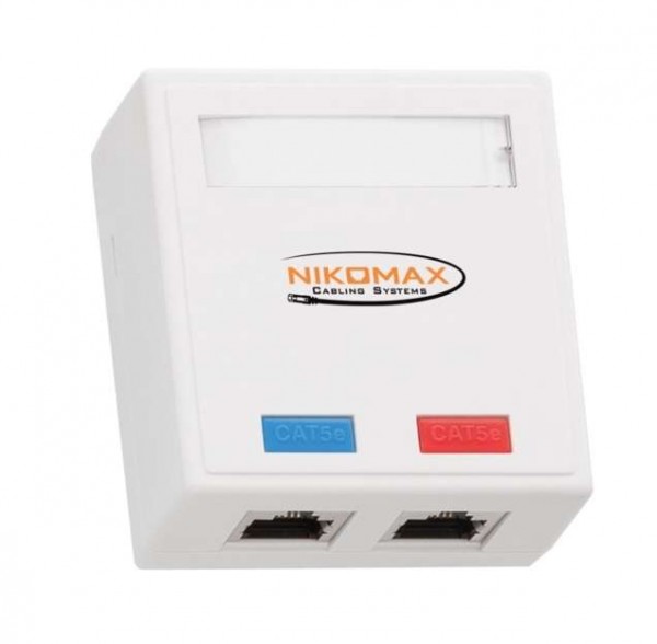  Розетка 2 порта кат.5e (класс D) 100МГц RJ45/8P8C 110/KRONE T568A/B на печатной плате экранированная бел. NIKOMAX NMC-WO2SD2-WT 