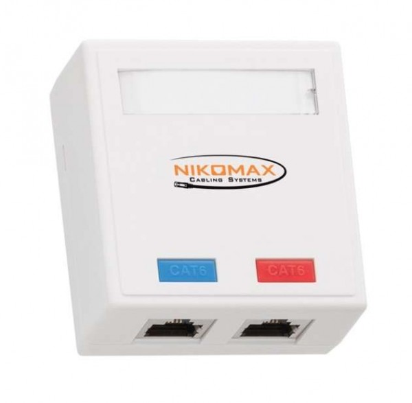  Розетка 2 порта кат.6 (класс E) 250МГц RJ45/8P8C 110/KRONE T568A/B на печатной плате экранированная бел. NIKOMAX NMC-WO2SE2-WT 
