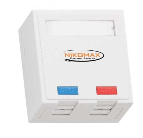  Розетка 2 порта кат.5e (класс D) 100МГц RJ45/8P8C FT-TOOL/110/KRONE T568A/B полный экран со шторками бел. NIKOMAX NMC-WO2SD2-FT-ST-WT 