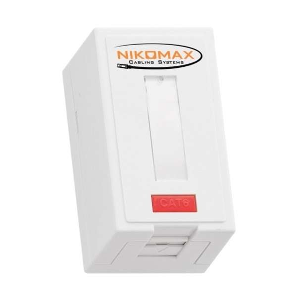  Розетка 1 порт кат.6 (класс E) 250МГц RJ45/8P8C FT-TOOL/110/KRONE T568A/B полный экран со шторкой бел. NIKOMAX NMC-WO1SE2-FT-ST-WT 