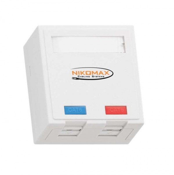  Розетка 2 порта кат.6 (класс E) 250МГц RJ45/8P8C FT-TOOL/110/KRONE T568A/B полный экран со шторками бел. NIKOMAX NMC-WO2SE2-FT-ST-WT 