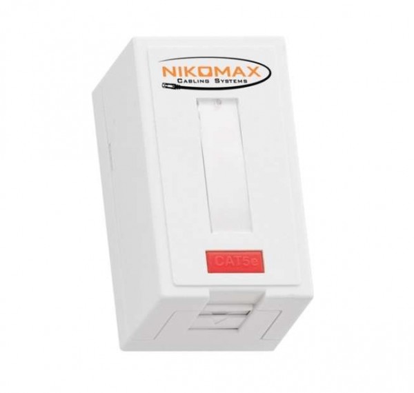  Розетка 1 порт кат.5e (класс D) 100МГц RJ45/8P8C FT-TOOL/110/KRONE T568A/B полный экран со шторкой бел. NIKOMAX NMC-WO1SD2-FT-ST-WT 