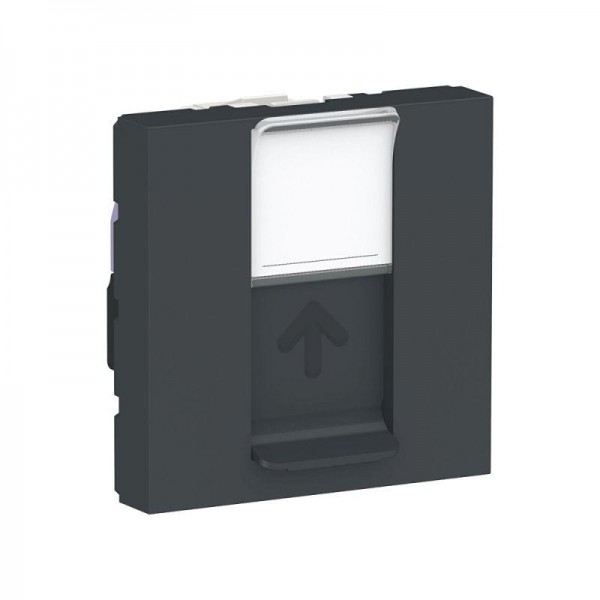  Розетка 2-мод. UNICA MODULAR одиночная + комп. RJ45 кат.6 UTP антрацит SchE NU341554 