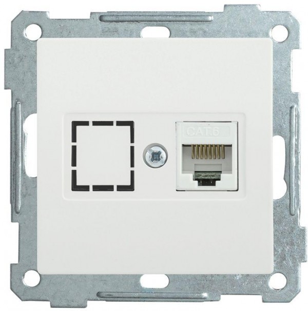  Механизм розетки комп. СП BOLERO РК11-1-Б RJ45 Cat6 бел. ИЭК EKB16-01-K01 
