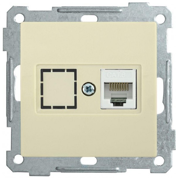  Механизм розетки комп. СП BOLERO РК10-1-Б RJ45 Cat5e крем. ИЭК EKB15-01-K33 