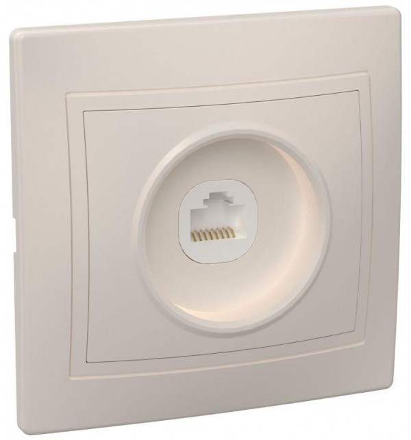  Розетка компьютерная 1-м СП Кварта РК10-ККм IP20 крем. IEK EKK10-K33-DM 