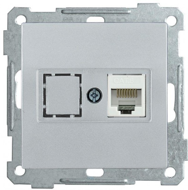  Механизм розетки комп. СП BOLERO РК10-1-Б RJ45 Cat5e серебр. IEK EKB15-01-K23 