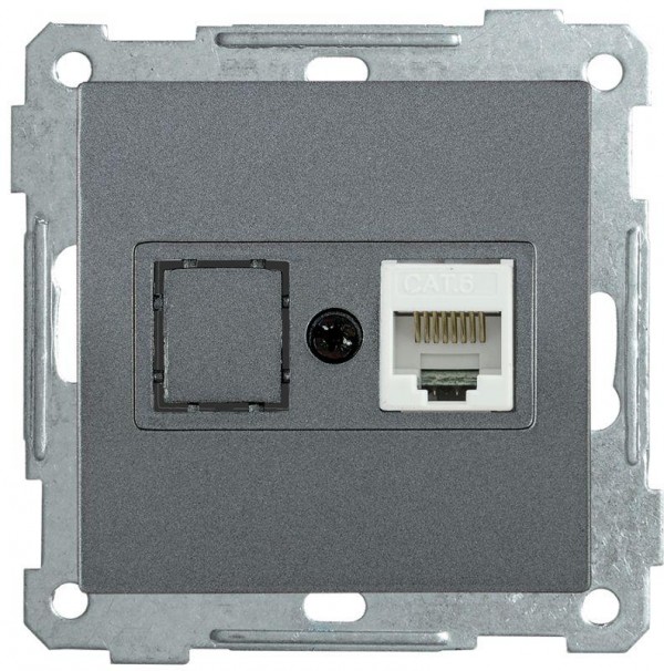  Механизм розетки комп. СП BOLERO РК10-1-Б RJ45 Cat5e антрацит IEK EKB15-01-K95 