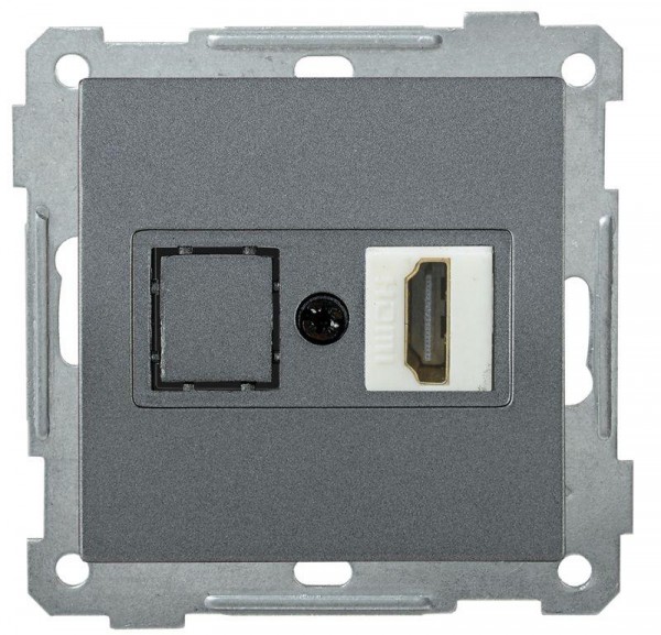  Механизм розетки СП HDMI BOLERO РHDMI-0-Б антрацит IEK EHB10-K95 