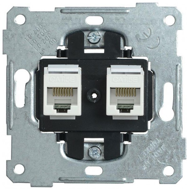  Механизм розетки комп. 2-м СП BOLERO РК10-2-Б RJ45 Cat5e IEK EKB12-01 