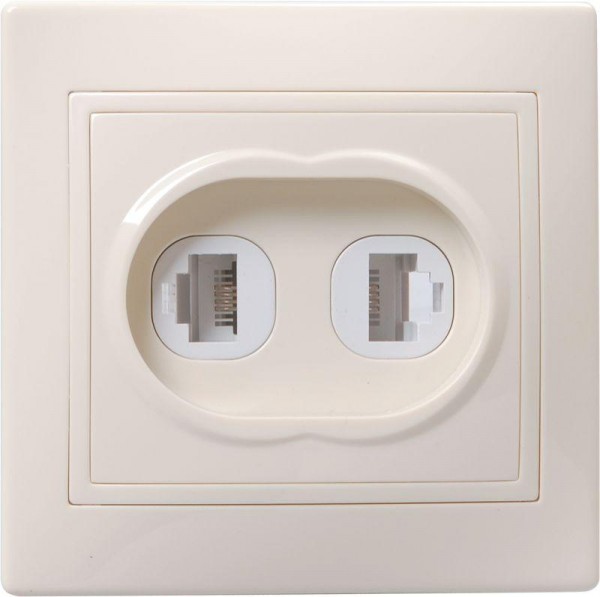  Розетка компьютерная + телеф. 2-м СП Кварта РК/Т12-ККм IP20 крем. IEK EIK10-K33-DM 