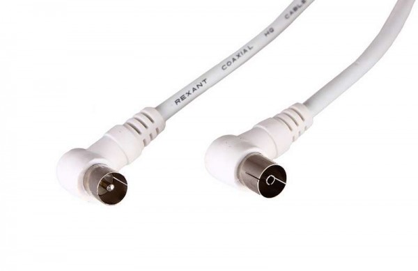  Шнур TV Plug - TV Jack 3м угловой бел. Rexant 18-0024 