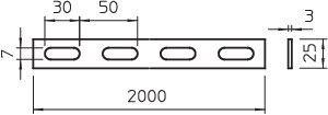  Профиль монтажный перфорир. 25х3х2000мм гор. оцинк. SLH 42 FT OBO 7103611 