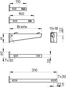  Кронштейн для проволочных лотков 410мм AWG 15 41 VA4571 OBO 6420648 
