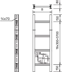  Лоток лестничный вертикальный 400х80 L3000 сталь SLS80C40F 40 FT гор. оцинк. OBO 6010105 