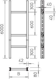  Лоток лестничный вертикальный 600х80 L6000 сталь SLS 80 W40 6 FT гор. оцинк. OBO 6013864 