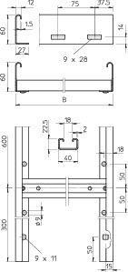  Лоток лестничный вертикальный 200х60 L6000 сталь SLL 620 CPS 4 FT гор. оцинк. OBO 6010630 