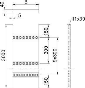 Лоток лестничный для судостроения 310х40 L3000 сталь 5мм SL 62 300 SG OBO 7097247 