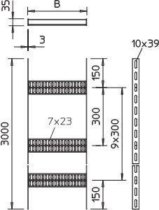  Лоток лестничный для судостроения 500х35 L3000 сталь 3мм SLZ L 500 SG OBO 7098042 