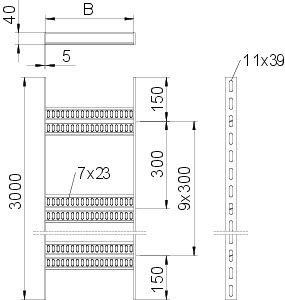 Лоток лестничный для судостроения 900х40 L3000 сталь 5мм SLZ 900 SG OBO 7098178 
