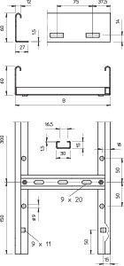  Лоток лестничный 200х60 L6000 сталь 1.5мм LG 620 VS VA 4301 нерж. OBO 6208700 