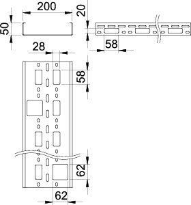  Мини-канал 200х50 L3000 нержавеющая сталь 1.5мм AZK 200 VA4301 OBO 6075355 