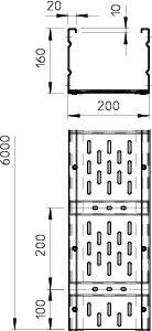  Лоток листовой перфорированный 600х160 L6000 сталь 2мм WKSG 166 FS для больших расстояний  OBO 6098517 