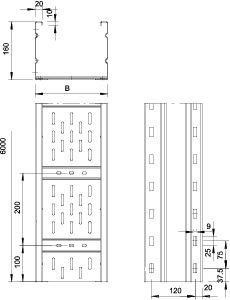  Лоток листовой перфорированный 200х160 L6000 сталь 2мм WKSG 162 FT OBO 6098550 