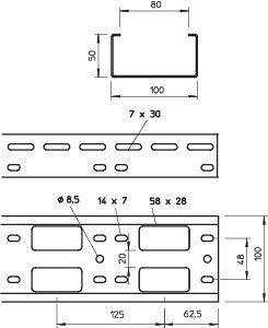  Мини-канал 100х50 L3000 сталь 1.5мм AZK A 100 FT OBO 6076246 