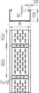 Лоток листовой перфорированный 300х110 L6000 сталь 2мм WKSG 130 FT OBO 6098145 
